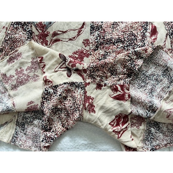 Free People Isabella Mixed Print Romper Cross Back Tie Details Flowy size Large - Picture 10 of 12